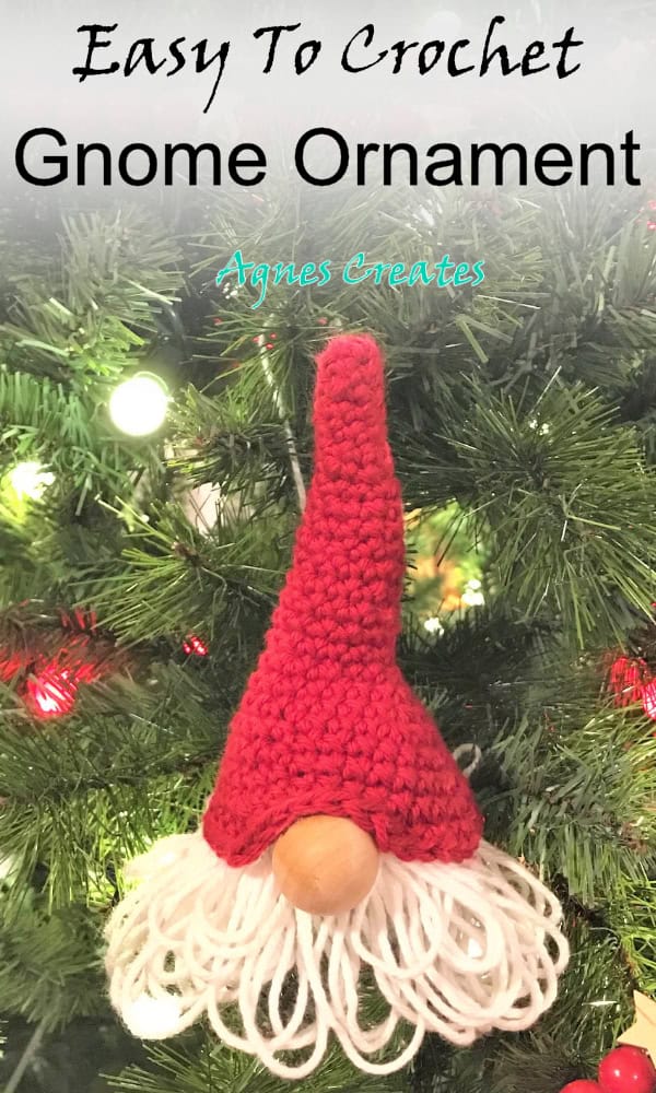 Easy to crochet gnome ornament! Free gnome pattern included!