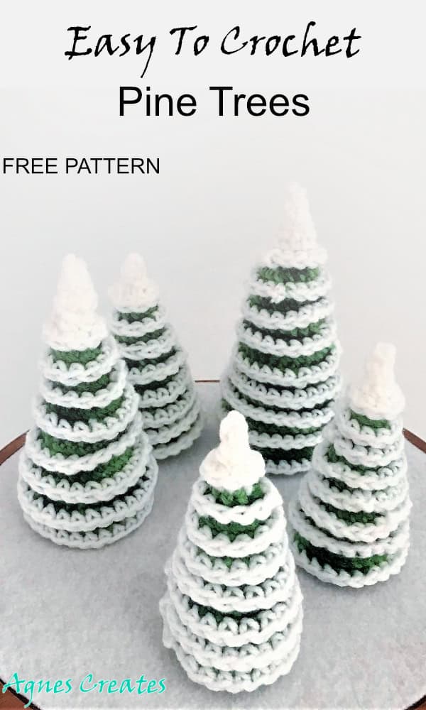 Learn how to crochet pine tree to decorate your home for Christmas! Free Christmas decor crochet pattern!