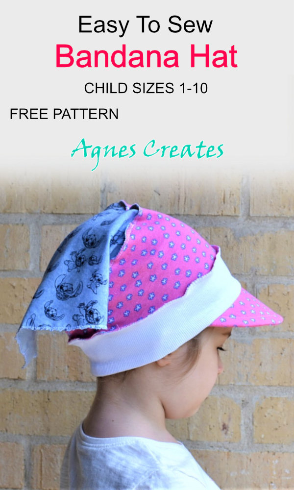 Learn how to sew a bandana hat for summer! Includes free printable pattern!