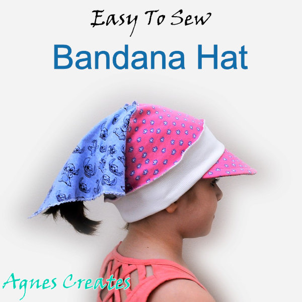 Learn how to sew a summer hat for a girl! Use an easy to sew bandana hat free pattern!