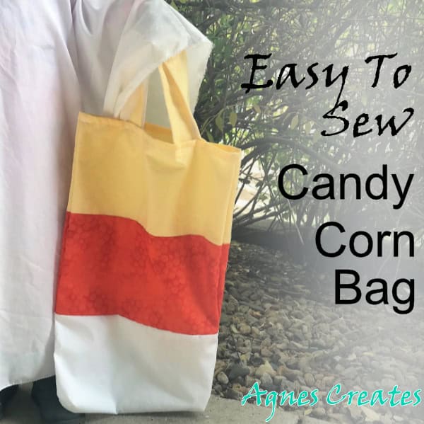 Learn how to sew candy corn bag to match any Halloween costume! Includes free pdf printable step-by-step pattern!