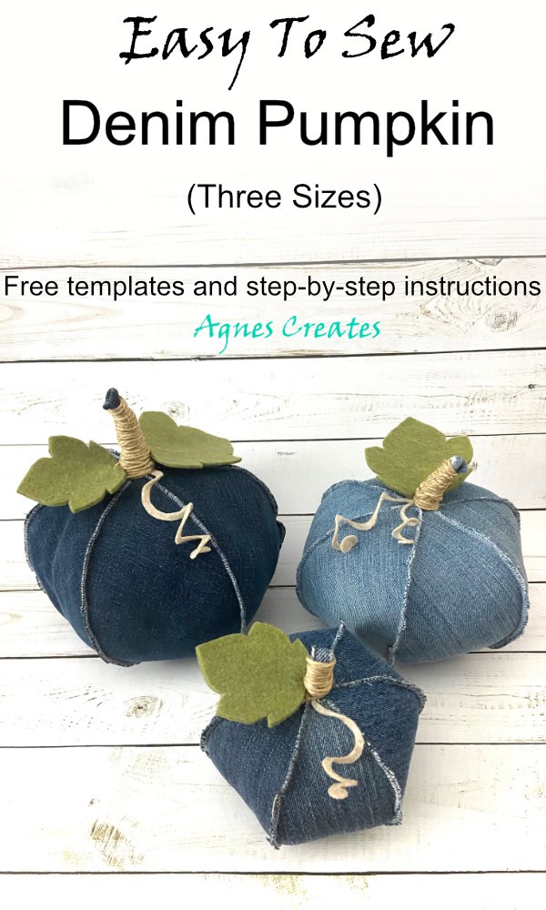 Get you old jeans upcycled into pumpkins! Learn how to sew denim pumpkins to decorate your homw this fall. Free templates and step-by-step instructions included!