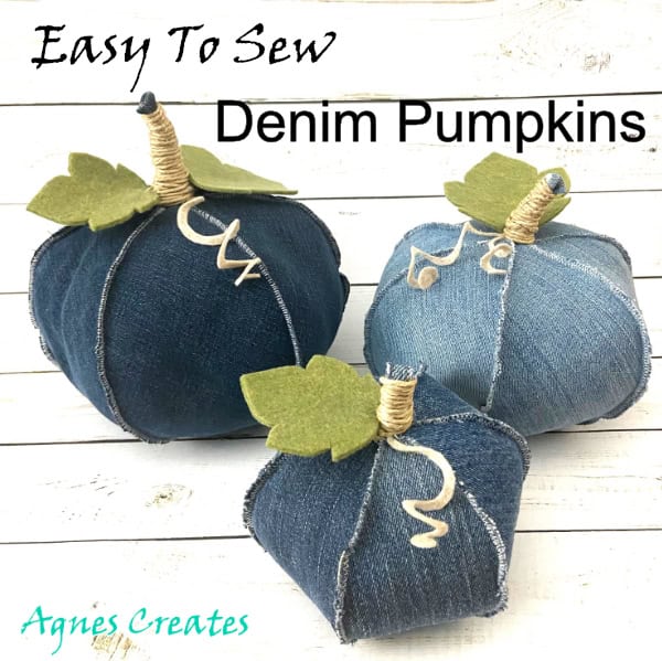 Learn how to sew denim pumpkins! Includes free pumpkin template and step-by-step instructions! it's a nice fall decor sewing pattern.