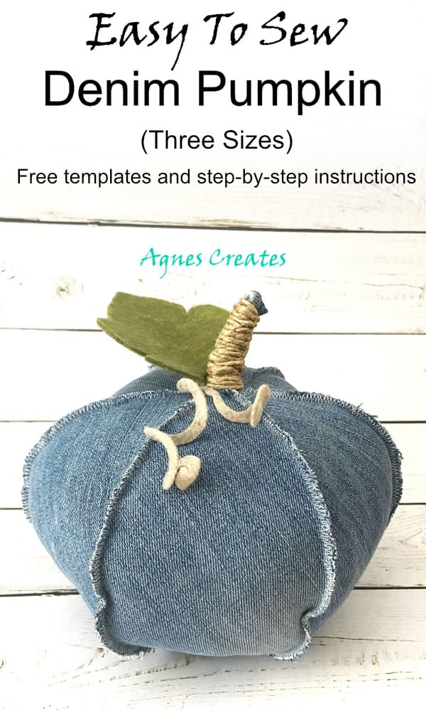 Decorate your home this fall with my easy to sew denim pumpkins! Step-by-step instructions and free pumpkin sewing pattern included!