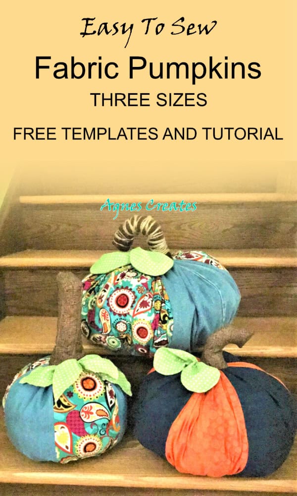 Follow my fabric pumpkin sewing pattern! Learn how to sew pumpkins in three sizes! Free pumpkin leaves templates included!