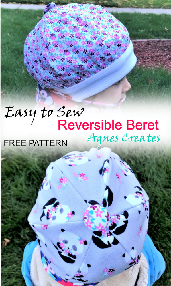 Learn how to sew a beret using knit fabric! Includes free printable beret hat pattern! 