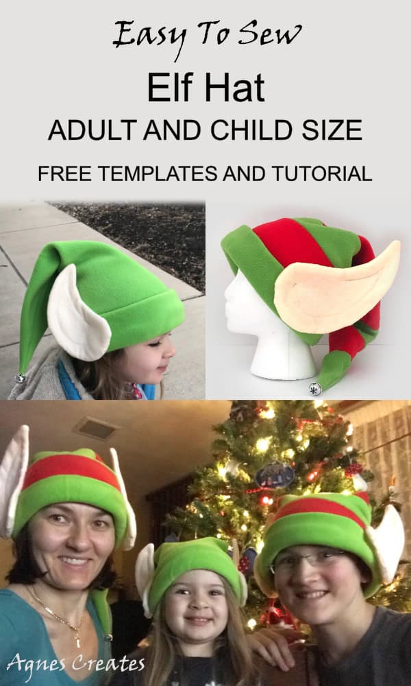 Learn how to sew an elf hat for child and adult size! A free temlates and tutorial for an elf sewing pattern included! 