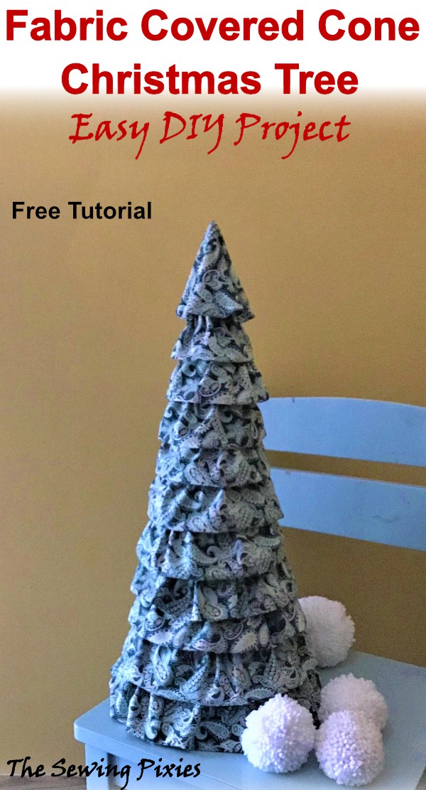 Make this beautiful fabric cone christmas tree to decorate your home for the season #fabricconetree, #fabricchristmastree, #conechristmastree, #christmasdiyproject