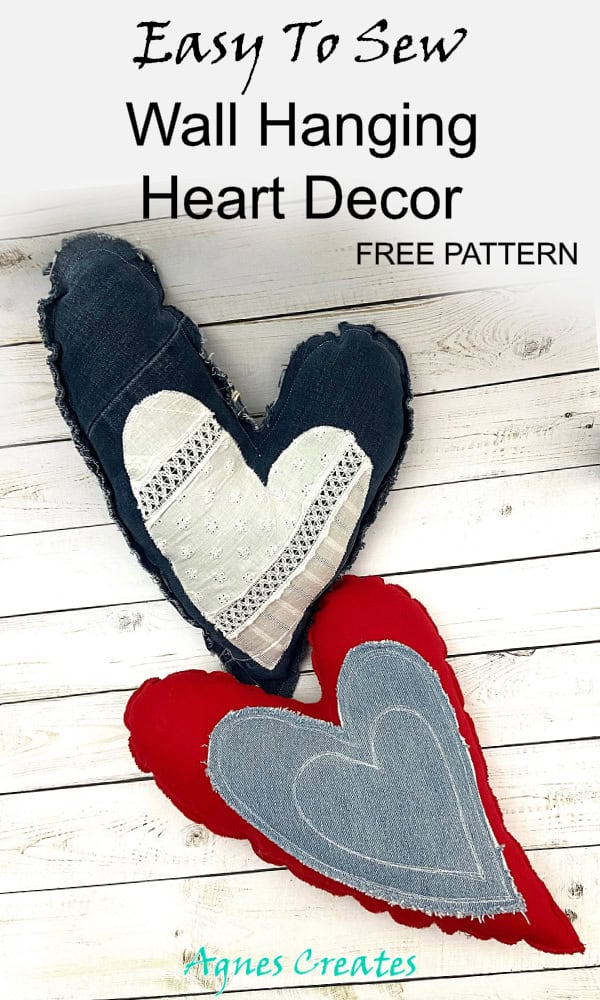 Learn to DIY Valentine's Day decor! Get a free fabric heart sewing pattern and make a heart wall hanging decor.