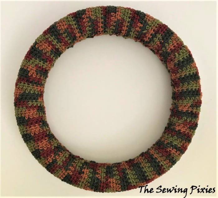 Learn how to crochet a styrofoam wreath cover that you can use for a fall wreath crochet pattern 