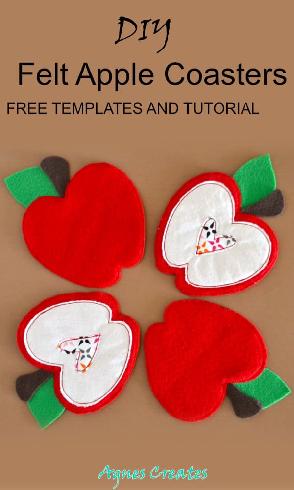 Handmade felt gift idea for Valentine's Day! Make felt apple coasters! 