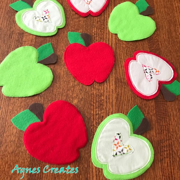 Learn how to make a felt apple coasters! It makes a perfect Valentine's Day DIY decor! Free apple template included!