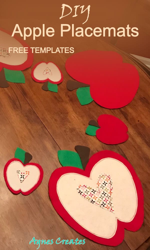 Make felt apple placemats for your table! Free apple placemats pattern included!