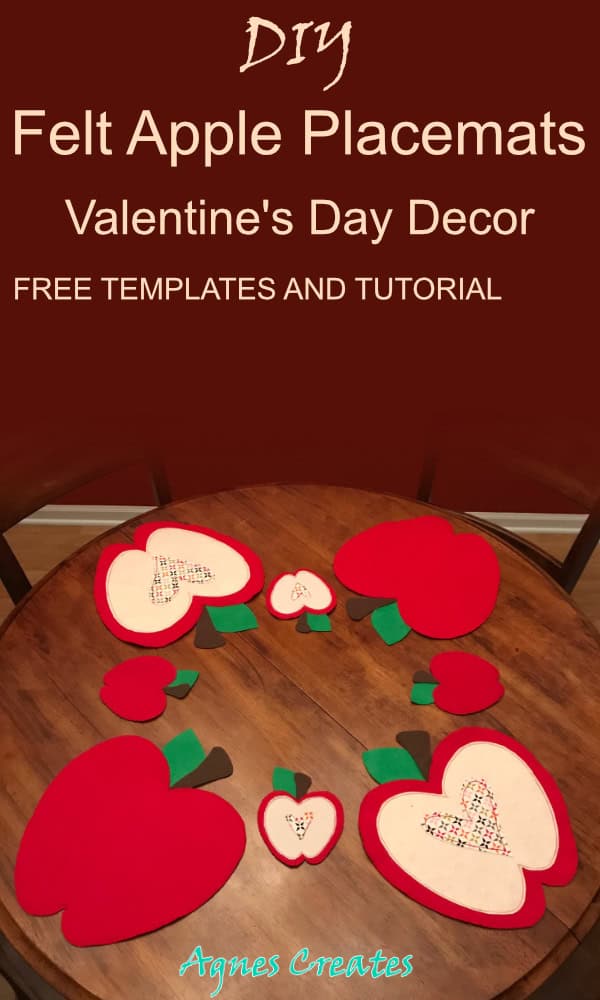 A perfect handamde Valentine's Day decor idea! A felt apple placemats diy project! Free templates included!