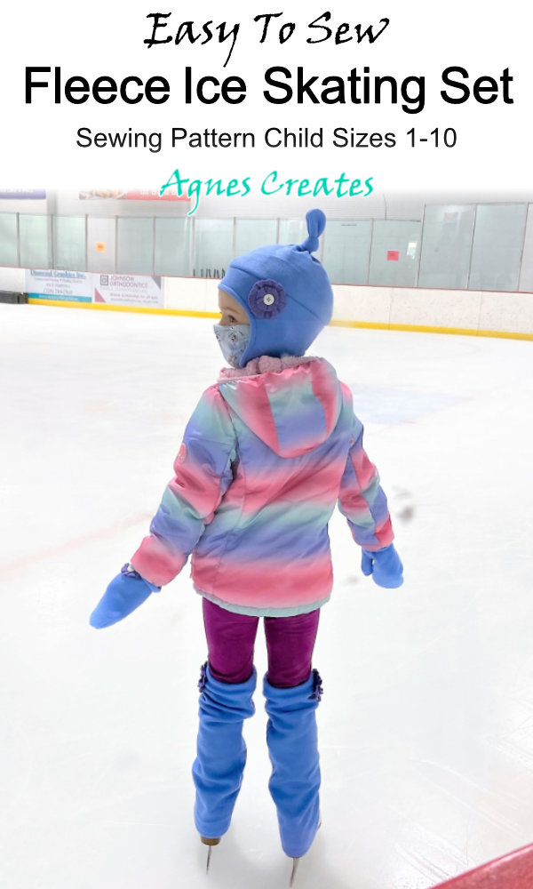 Follow my fleece ice skating accessories sewing pattern and learn how to sew leg warmers! Also, the pattern includes, hat with flaps sewing pattern and mittens sewing pattern!