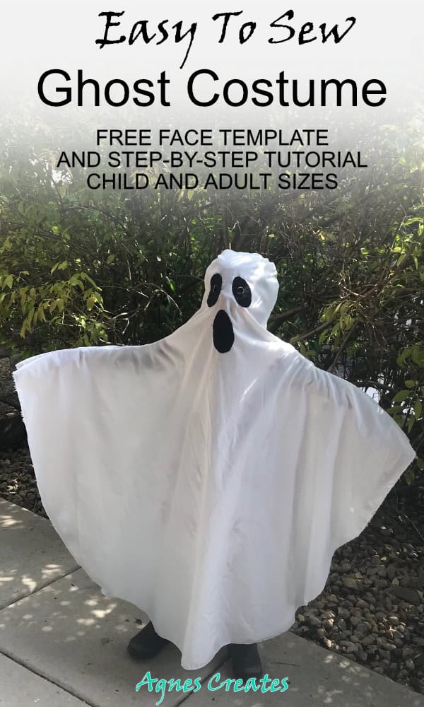 Follow my free ghost costume sewing pattern! Includes free ghost face template and detailed step-by-step instructions!