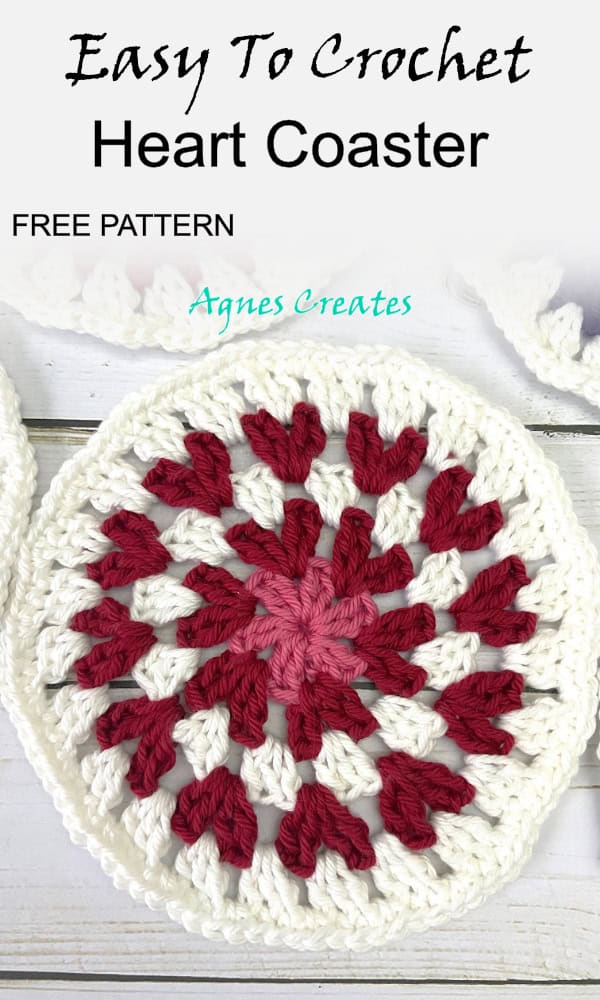 It is a free Valentine's Day crochet pattern! Learn to crochet heart coaster! Follow my free heart coaster crochet pattern!