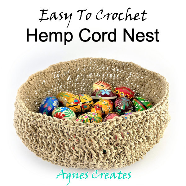 Follow my free hemp cord nest crochet pattern! It's perfect as a crochet Easter decor idea!