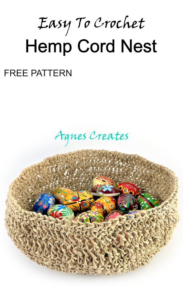Follow my free hemp cord nest crochet pattern! It's a crochet Easter decor idea or works as a basket crochet pattern!