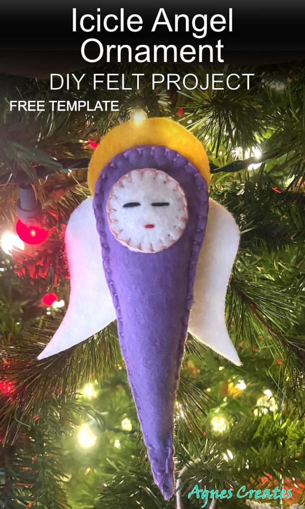 A perfect felt Christmas ornaent diy idea! Get my free angel ornament pattern and make an icicle angel ornament to decorate your home for Christmas!