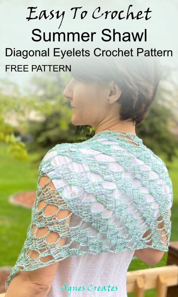 Follow my lacy summer scarf crochet pattern! Learn a diagonal eyelet crochet pattern a perfect for a lacy crochet projects.