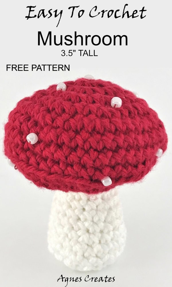 Follow a mushroom crochet ornament and learn how to crochet single crochet stitch in rounds! This mushroom crochet pattern makes a perfect fall decor crochet idea!