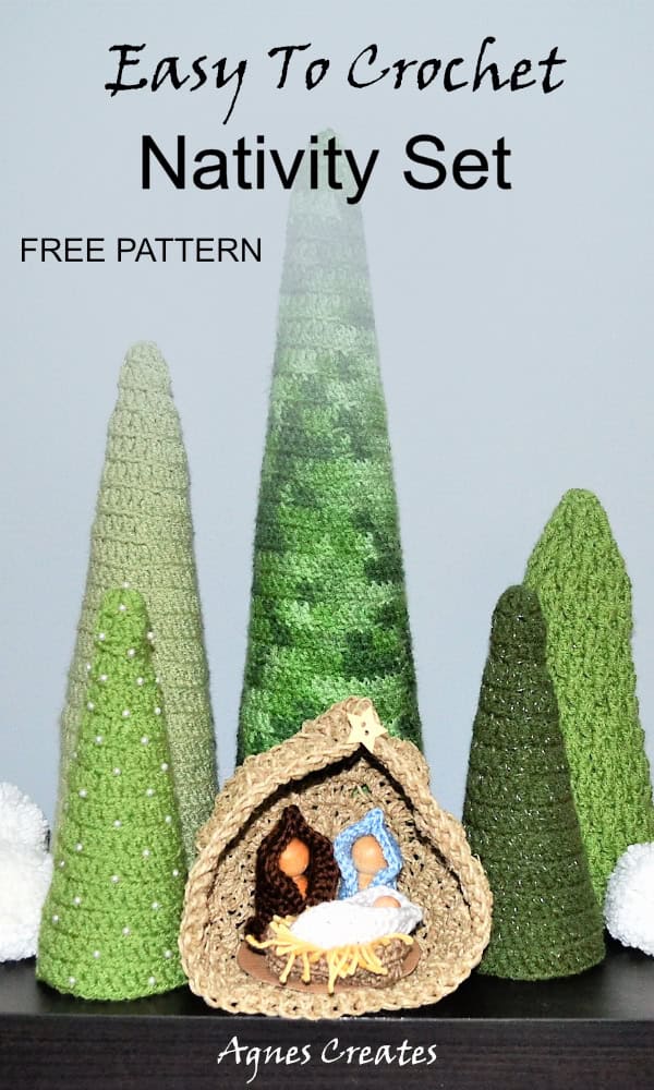 Follow my free Nativity set crochet pattern! Learn to crochet with hemp cord! It makes a nice free Christmas decor crochet idea!