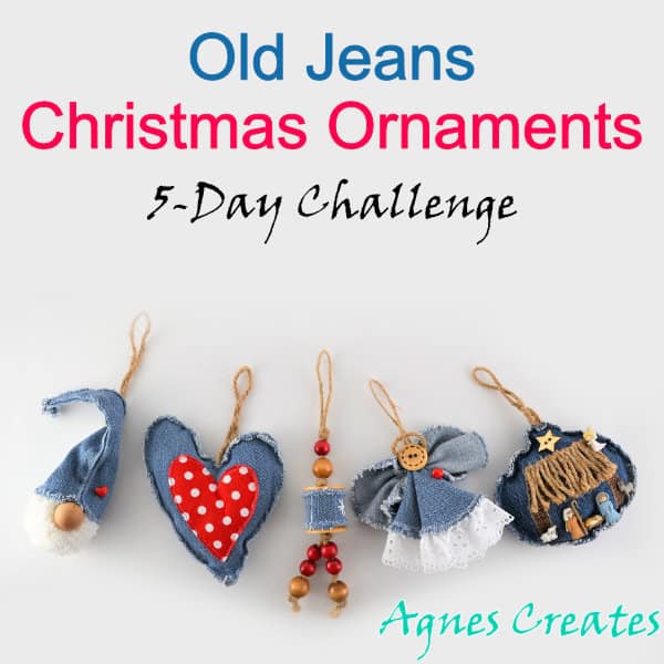Upcycle your old jeans into Christmas ornaments! Includes free templates!