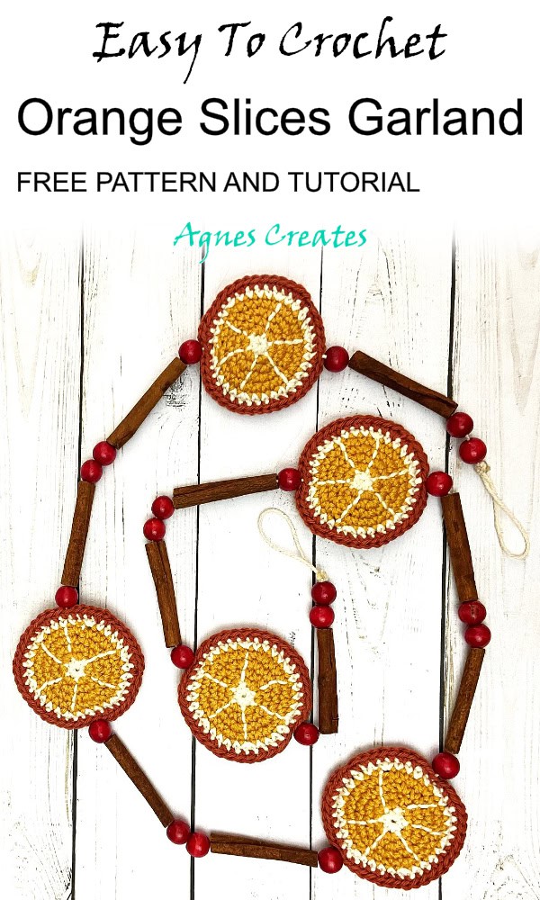 Follow my orange slice garland crochet pattern and learn how to crochet Christmas garland decor! Free orange slice crochet pattern!