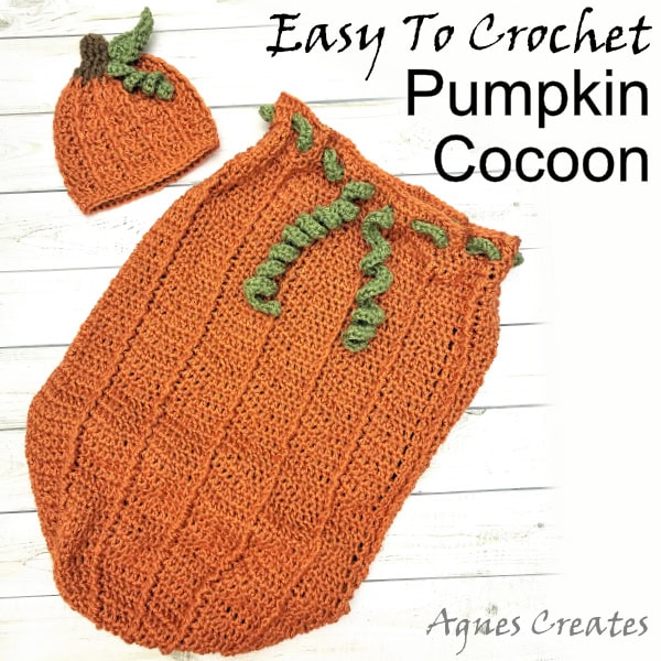 Follow my pumpkin baby cocoon crochet pattern to make a handmade gift for a new baby! Perfect pumpkin costume crochet pattern idea!