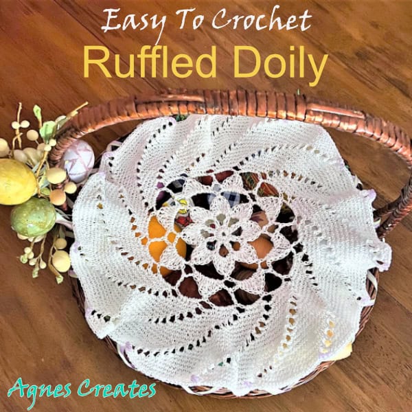 Follow ruffled doily crochet free pattern! It makes beautiful Easter crochet decor idea!