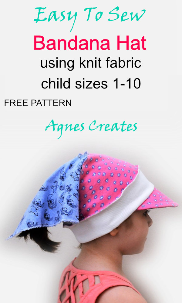 Get an easy to sew bandana hat free pattern sizes 1-10! Learn how to sew a beautiful summer hat!