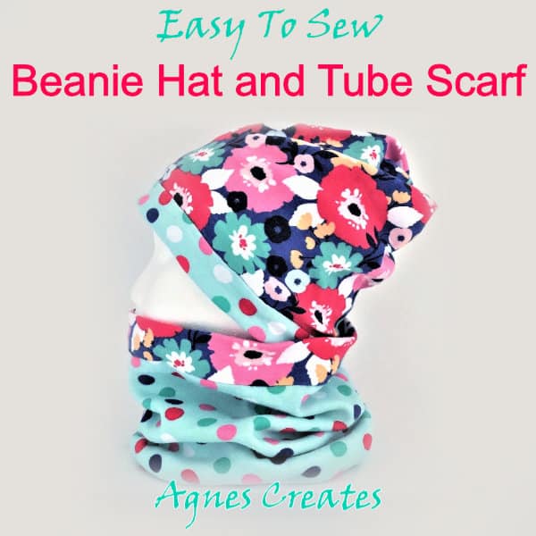 learn how to sew a beanie hat! Follow my tutorial on how to sew a tube scarf and beanie hat free pattern is included!