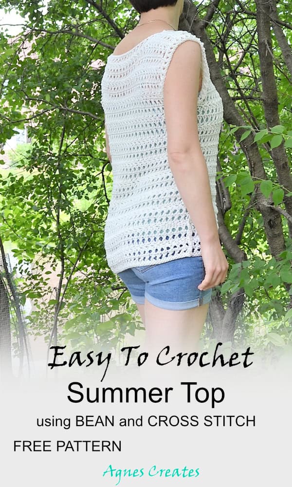 This is easy to crochet summer top pattern! it makes a perfect summer crochet idea! Learn how to crochet bean and cross stitch. 
