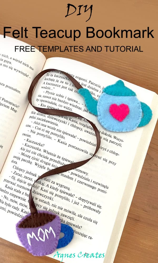 A DIY felt teacup bookmark is a quick and easy felt craft project. It makes a perfect handmade gift idea! Free teacup template included!