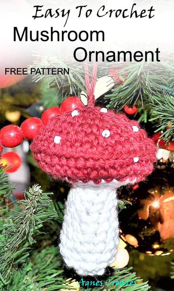 Follow my free mushroom ornament crochet pattern and learn how to crochet a Christmas ornament! It makes a perfect  crochet gift idea.