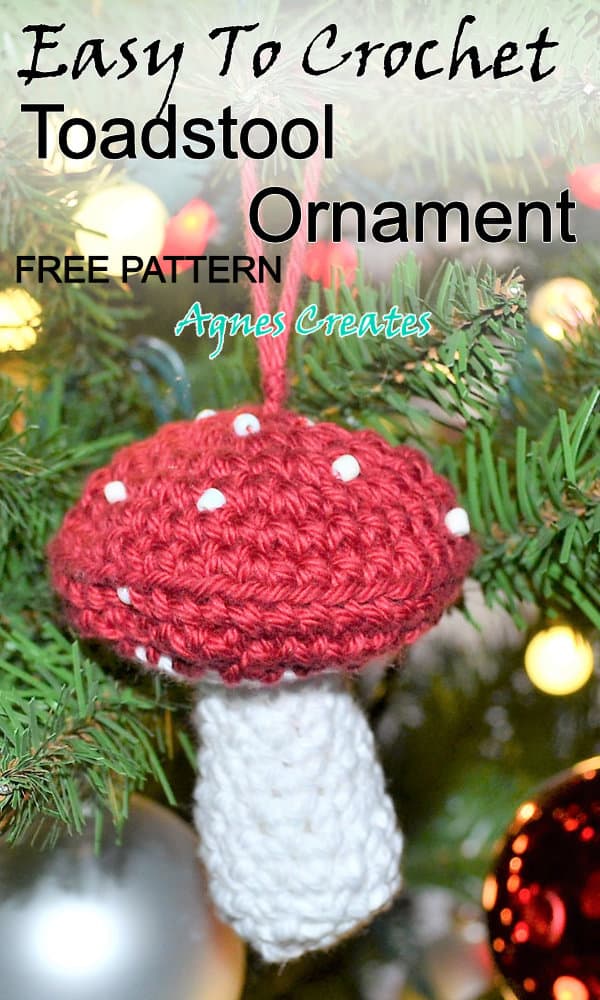Get my mushroom ornament crochet pattern and learn how to crochet toadstool to decorate your Christmas tree!