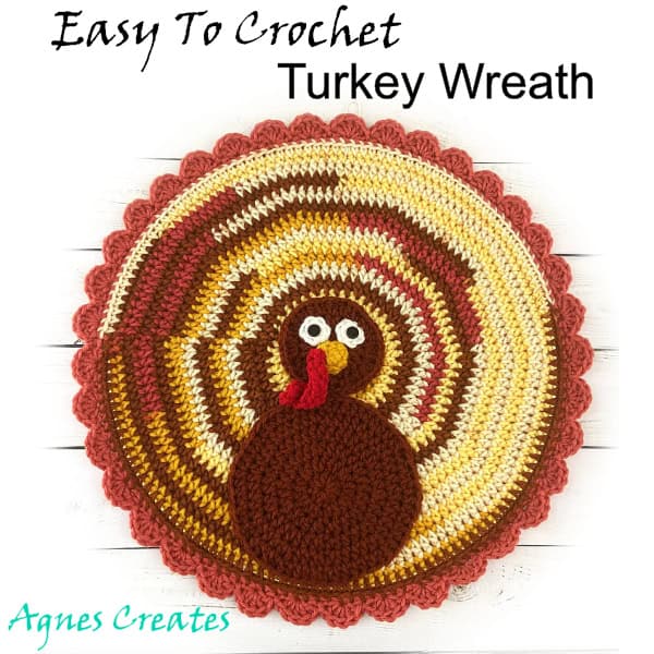 Follow my free turkey wreath crochet pattern and learn to crochet a Thanksgiving decor!