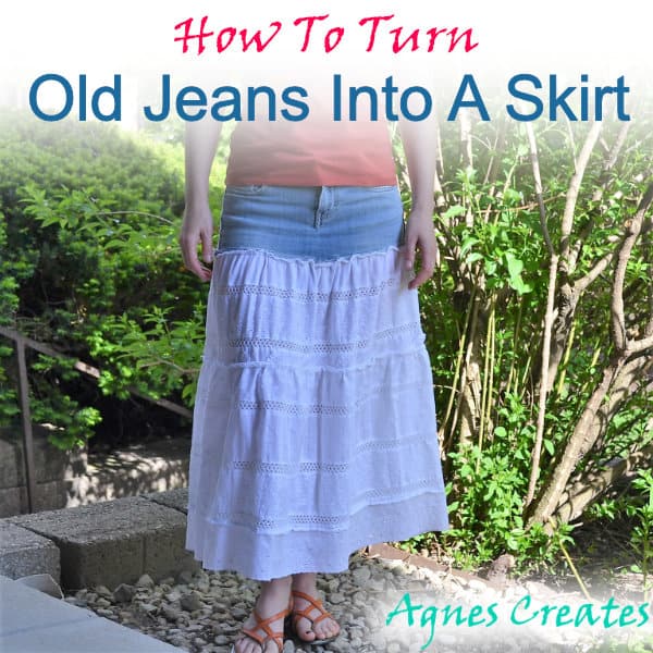 Turning jeans best sale into a skirt