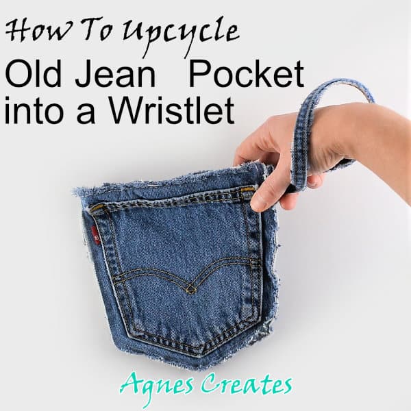 Learn how to upcycle old jean pocket into a purse! It's a great old jean upcycling idea!